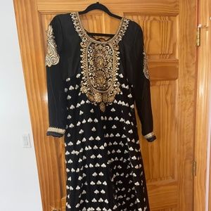 Black Indian Anarkali Gown Salwar Kameez